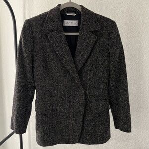 MAX MARA | Luxury Timeless Textured Wool Blend Tweed-Like Blazer | Size US 4